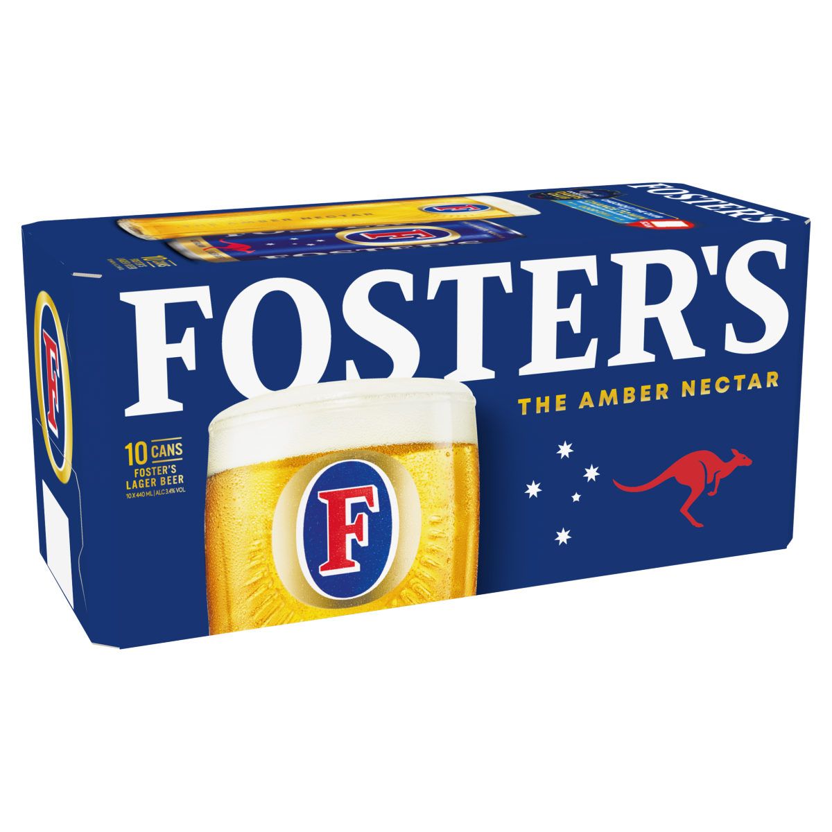 Foster’s The Amber Nectar Lager Beer Cans 10 x 440ml