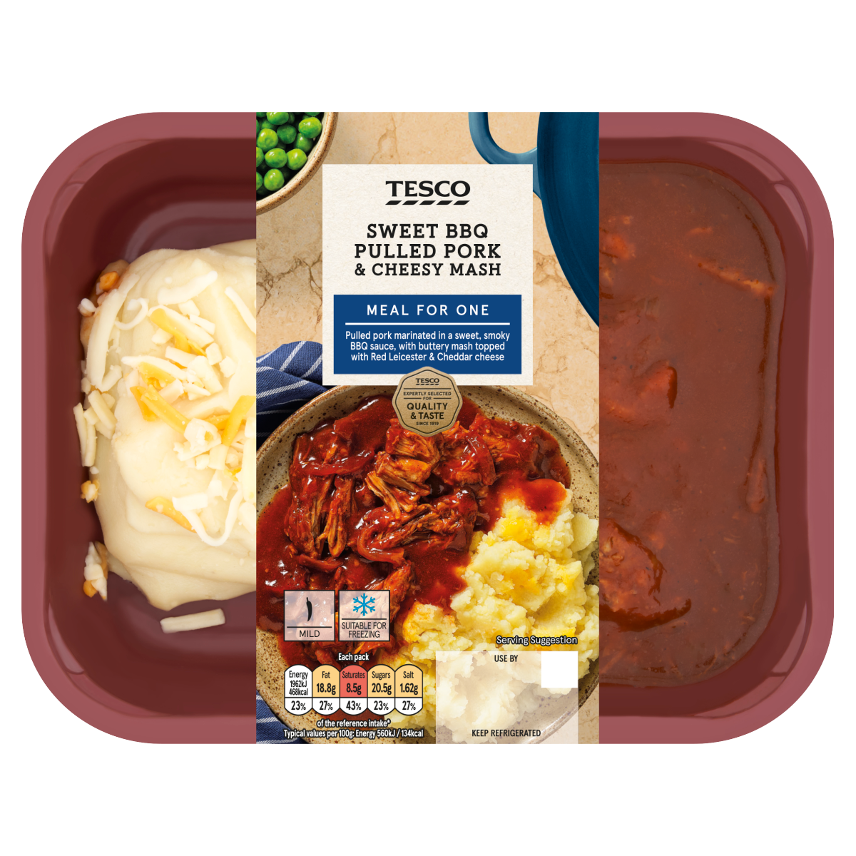 Tesco Sweet BBQ Pulled Pork & Cheesy Mash 400g