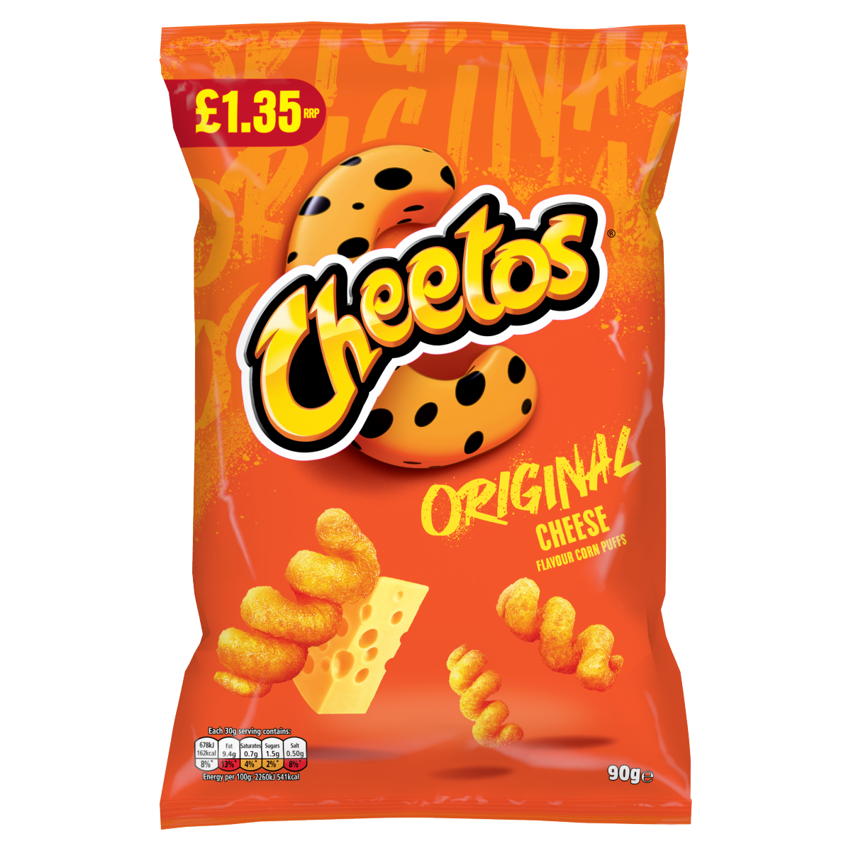 Cheetos Original Snacks Cheese Corn Puffs 90g PMP RRP £1.35