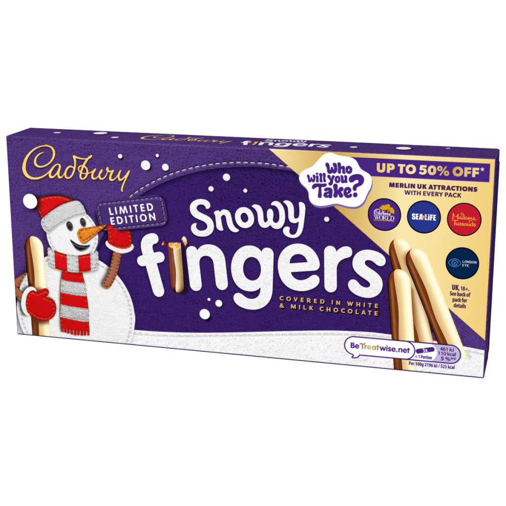Cadbury Fingers Snowy Milk & White Chocolate Chocolate coated biscuits tray 115 g