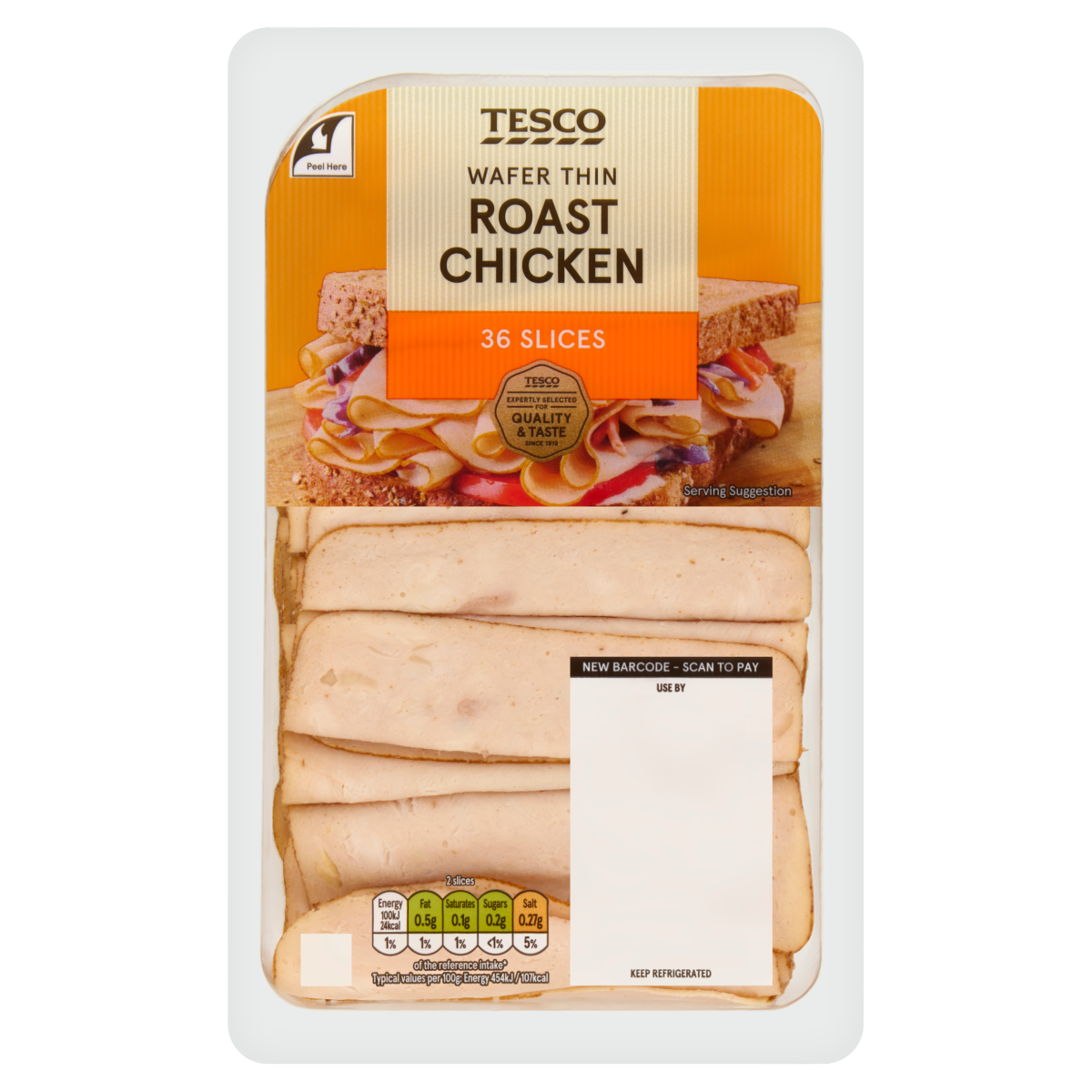 Tesco 36 Wafer Thin Roast Chicken Slices 400g
