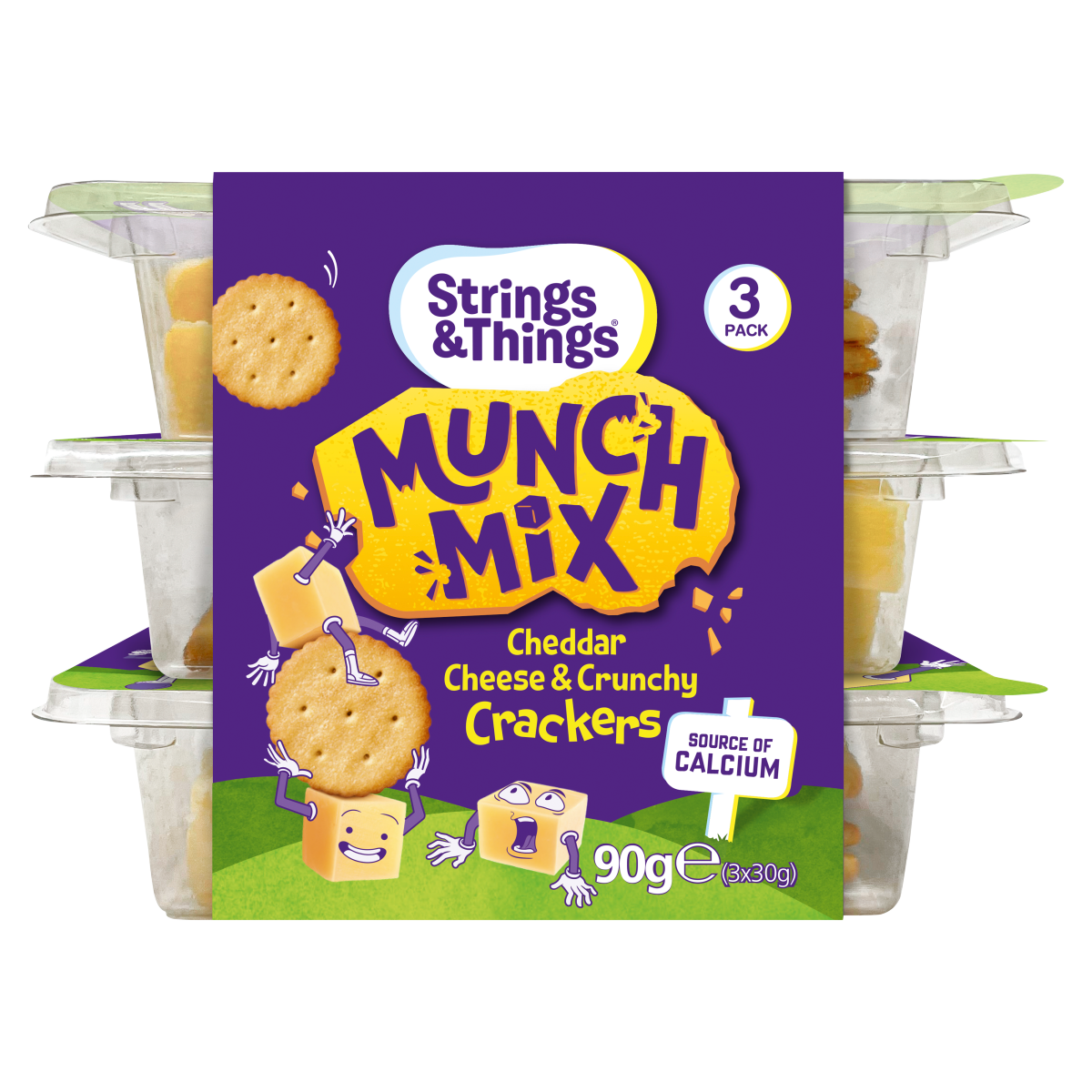 Strings & Things Munch Mix Cheddar Cheese & Crunchy Crackers 90g (3 x 30g)
