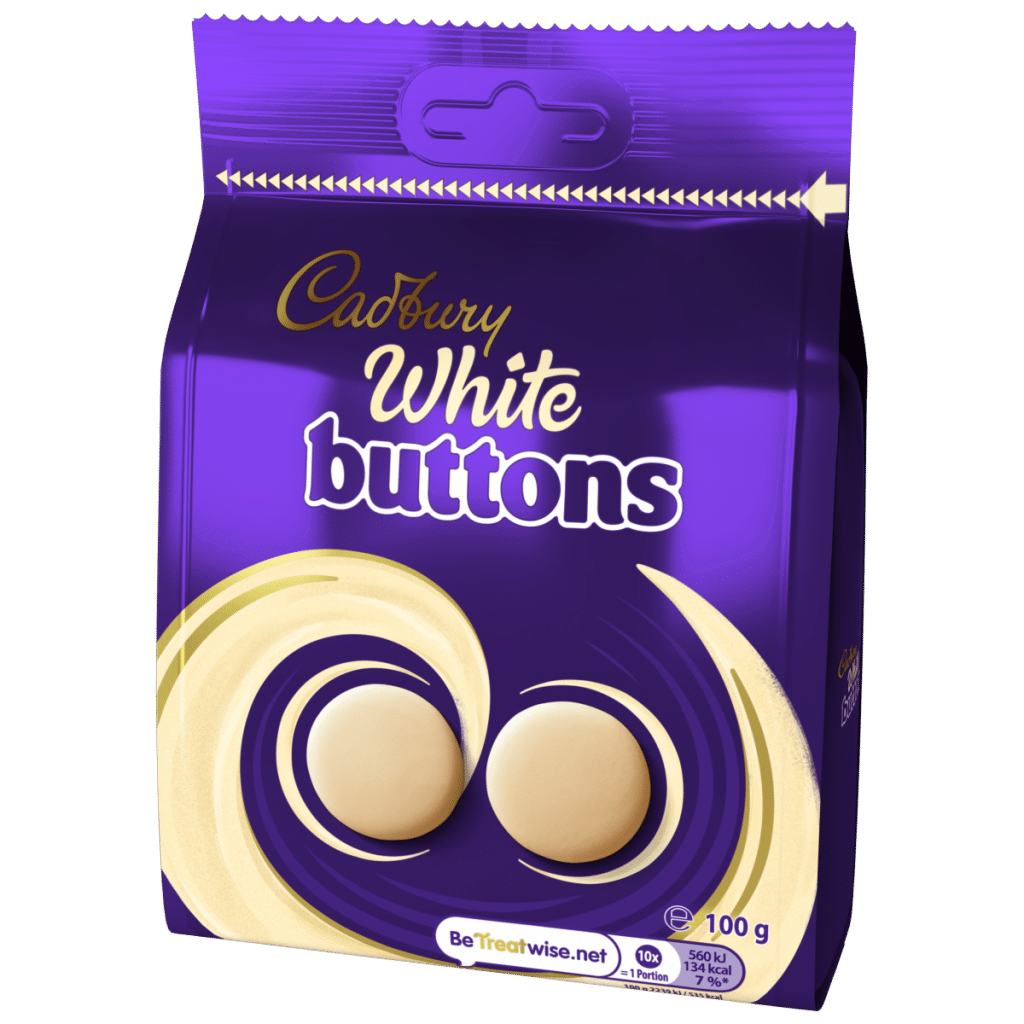Cadbury White Chocolate Buttons Bag 100g