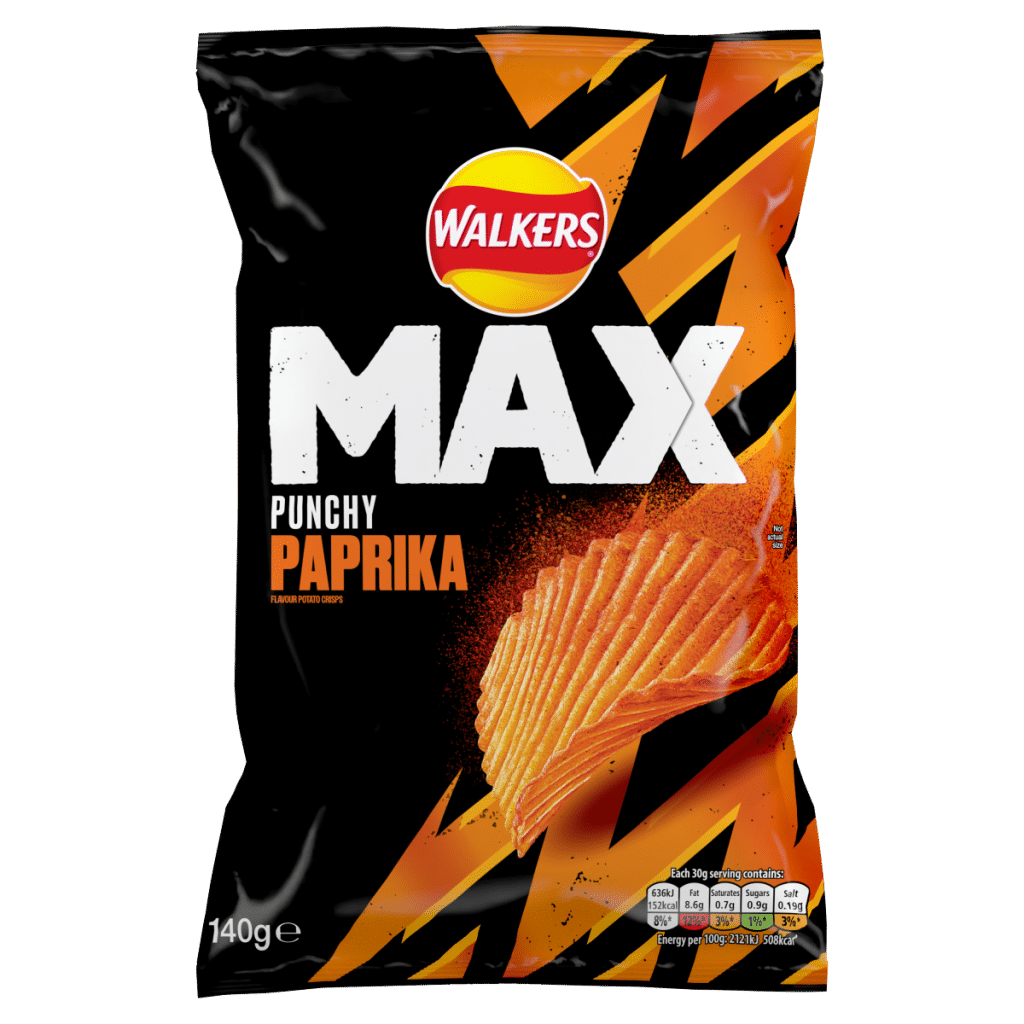 Walkers Max Punchy Paprika Sharing Crisps 140g