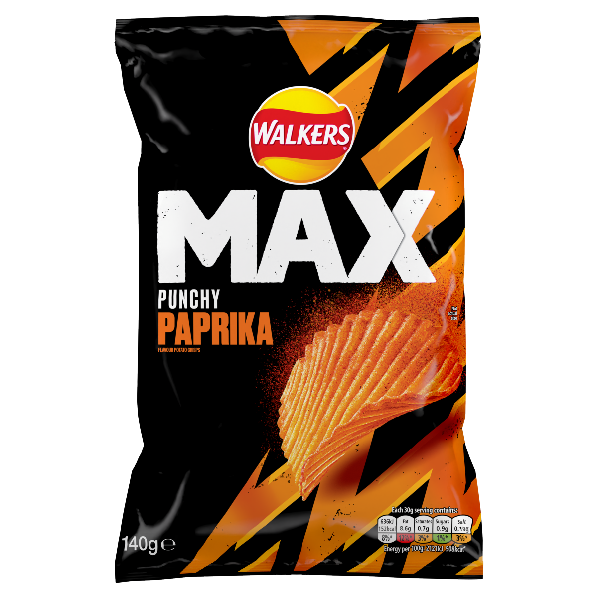Walkers Max Punchy Paprika Sharing Crisps 140g