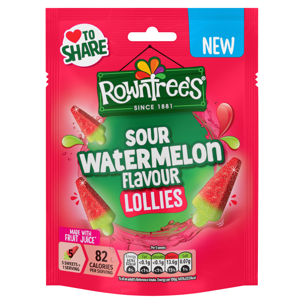 Rowntree’s Sour Watermelon Flavour Lollies 130g