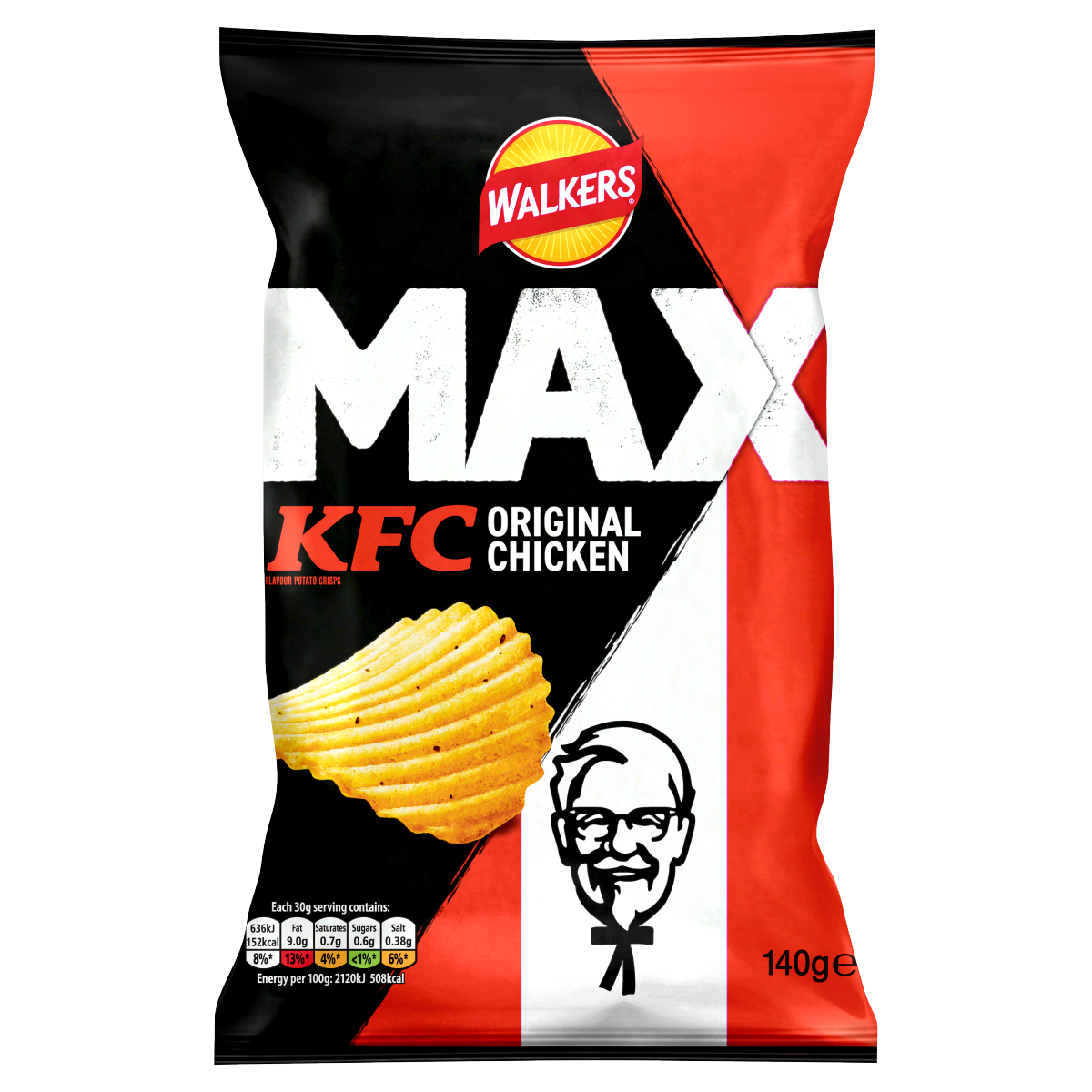 Walkers MAX KFC Original Chicken Sharing Crisps 140g
