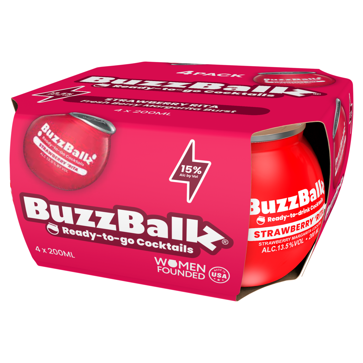 BuzzBallz Strawberry Rita 4 x 200ml