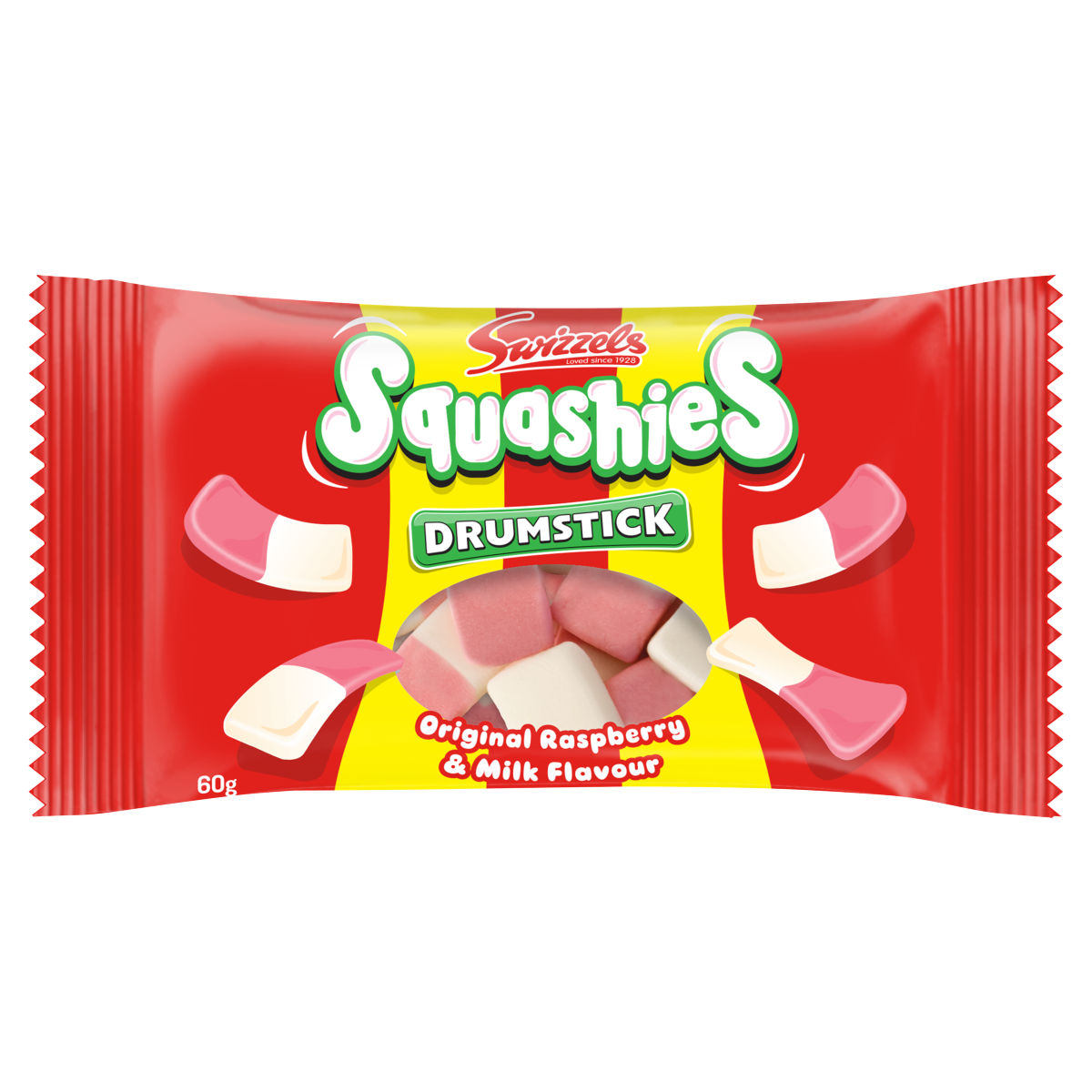 Swizzels Original Raspberry & Milk Flavour Squashies Drumstick 60g