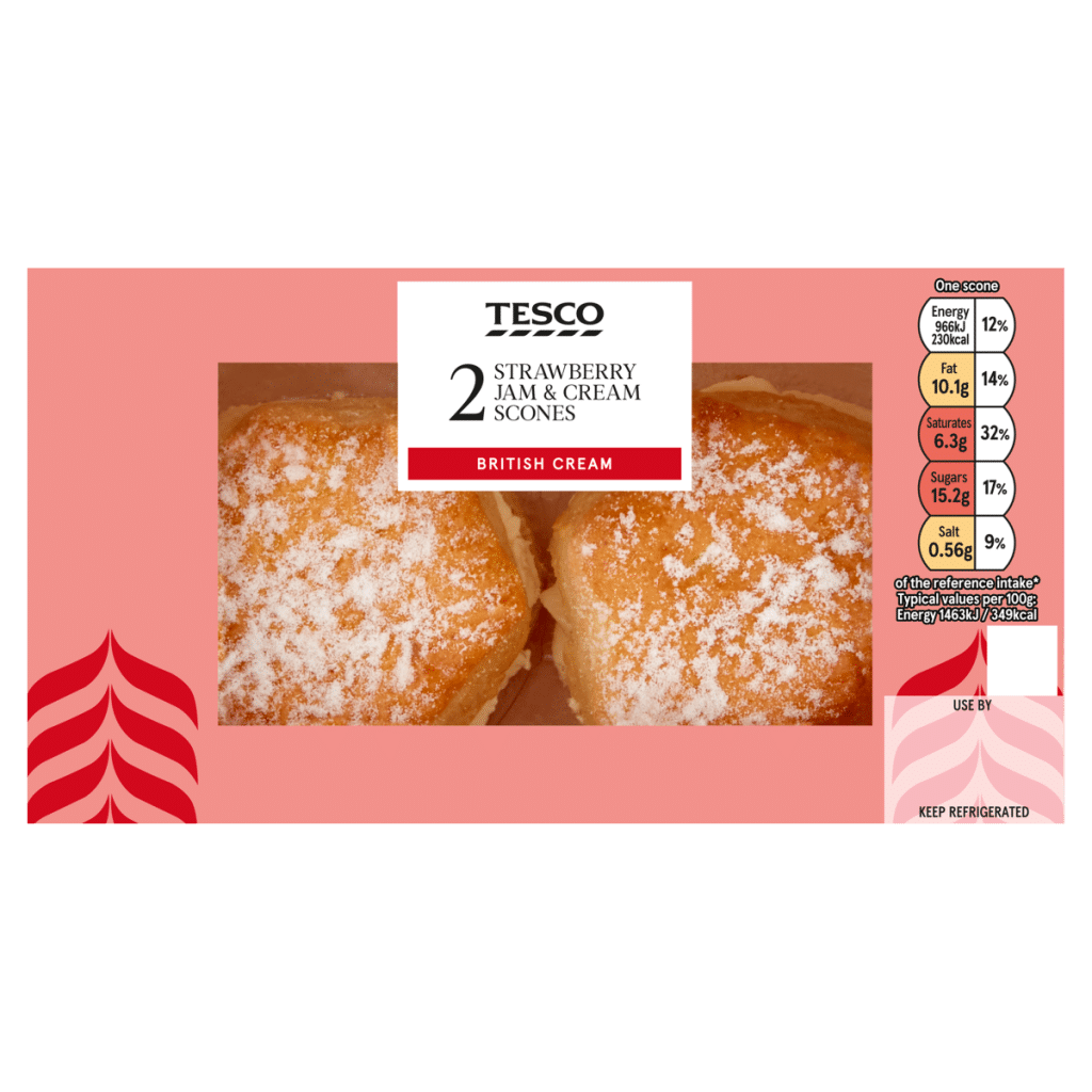 Tesco 2 Strawberry Jam & Cream Scones