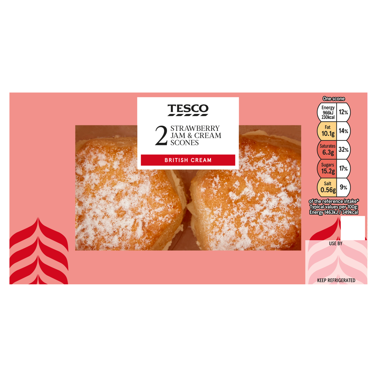 Tesco 2 Strawberry Jam & Cream Scones