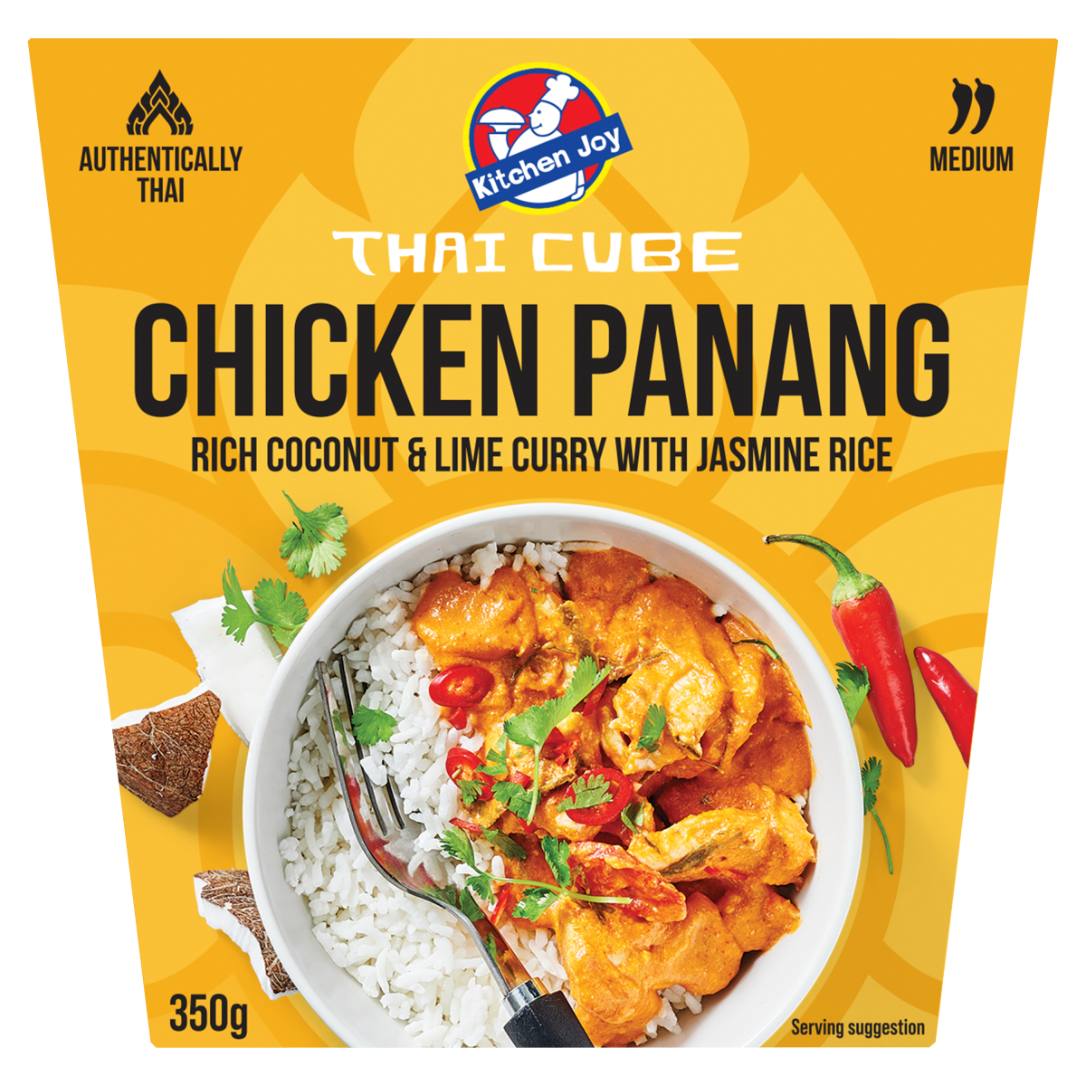 Kitchen Joy Thai Cube Chicken Panang Rich Coconut & Lime Curry with Jasmine Rice 350g