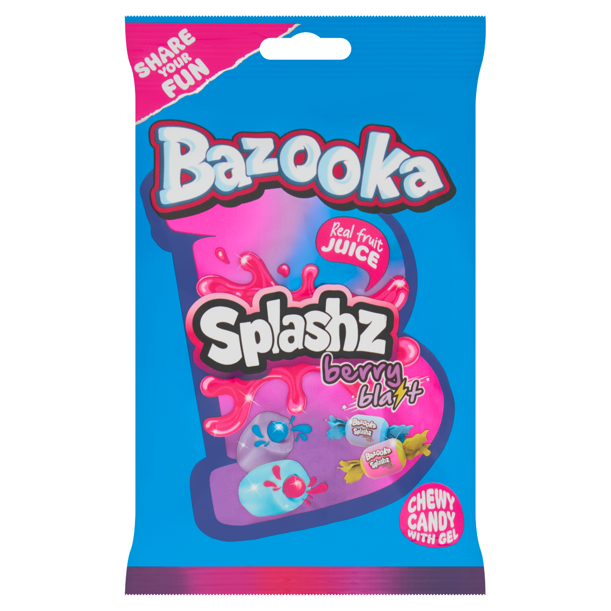 Bazooka Splashz Berry Blast Chewy Candy with Gel 140g