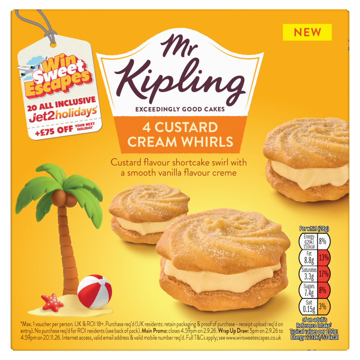 Mr Kipling 4 Custard Cream Whirls