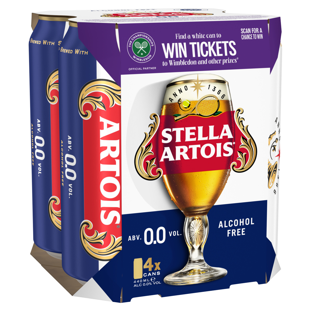 Stella Artois Alcohol Free Premium Lager 4 x 440ml