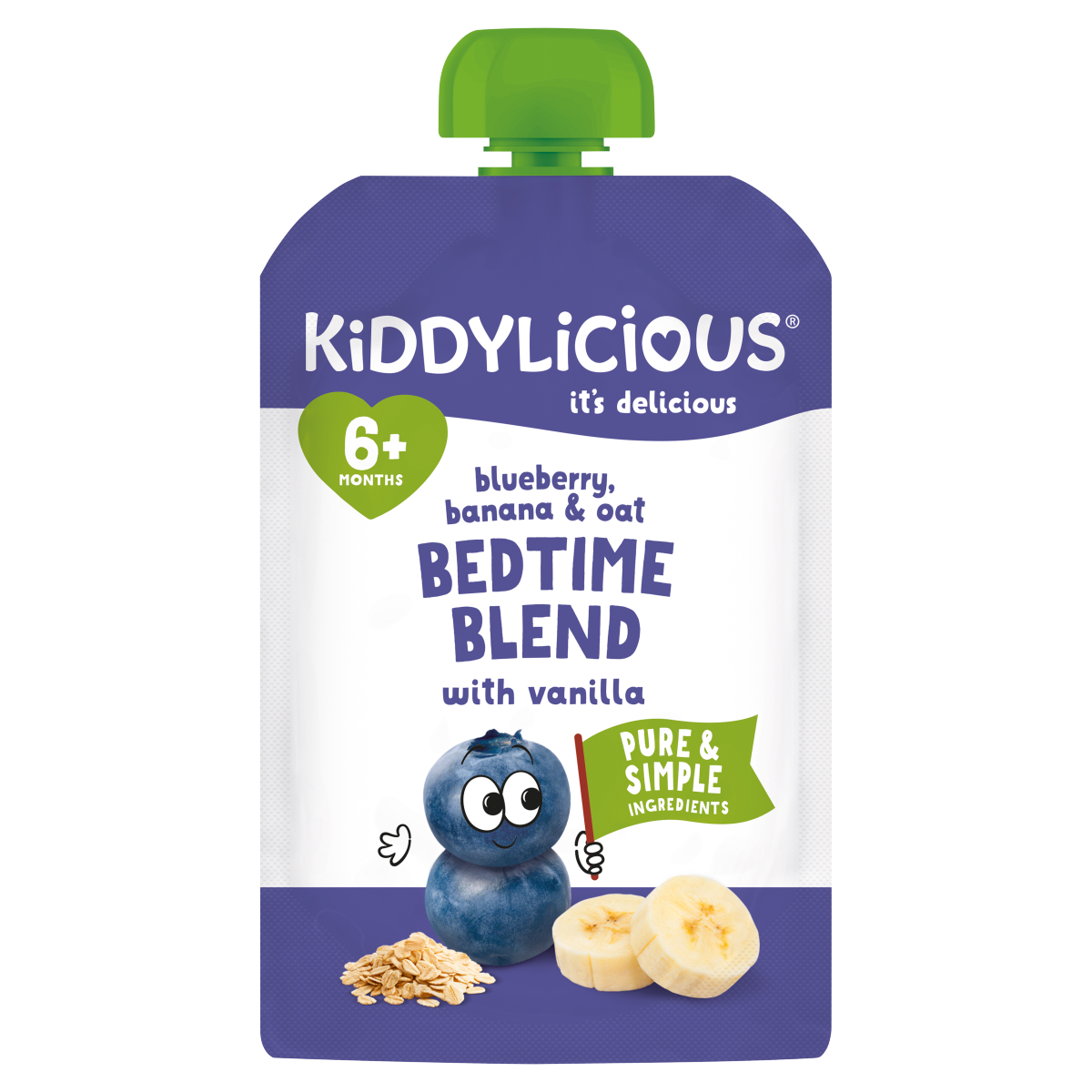 Kiddylicious Blueberry, Banana & Oat Bedtime Blend with Vanilla 6+ Months 100g