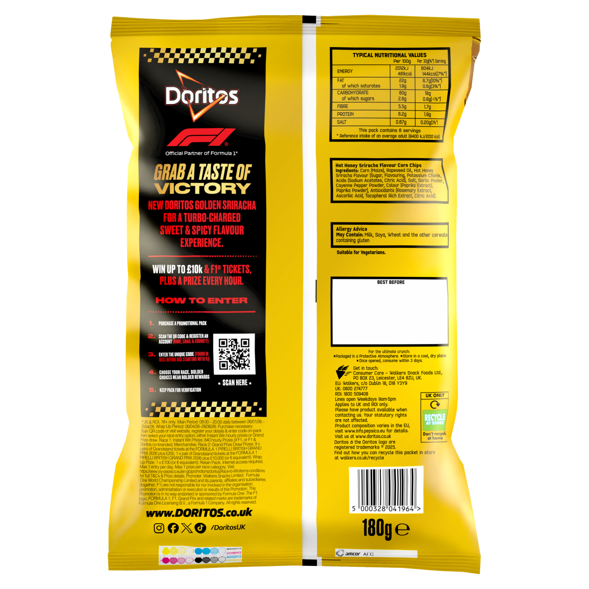 Doritos Hot Honey Golden Sriracha Tortilla Chips Sharing Crisps 180g