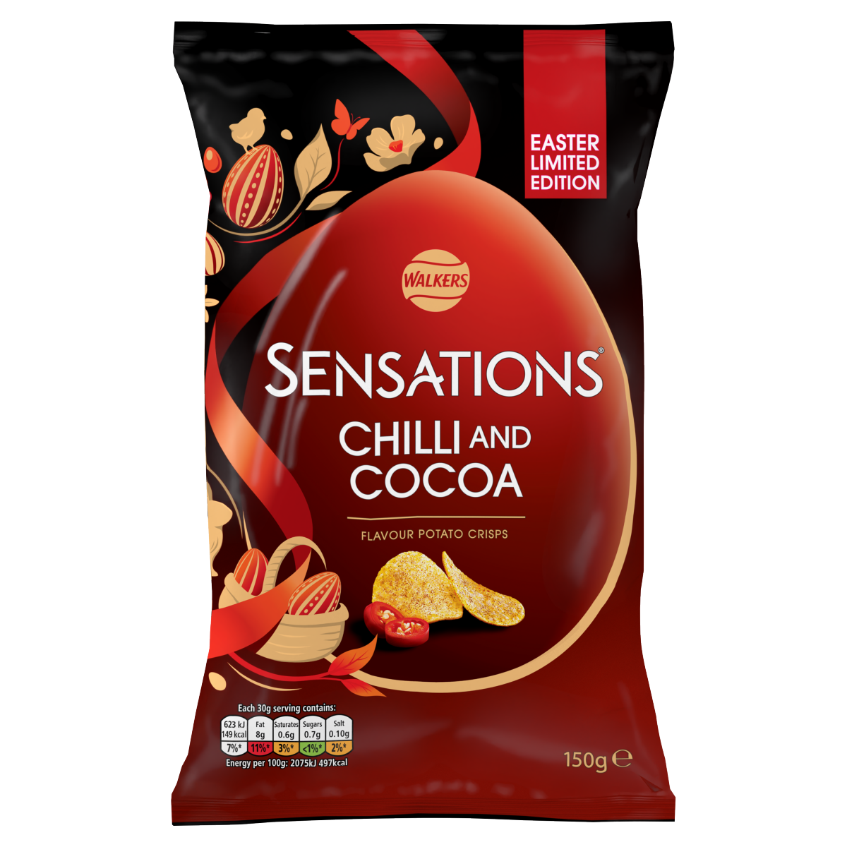 Walkers Sensations Snacks Chilli & Cocoa Sharing Crisps 150g