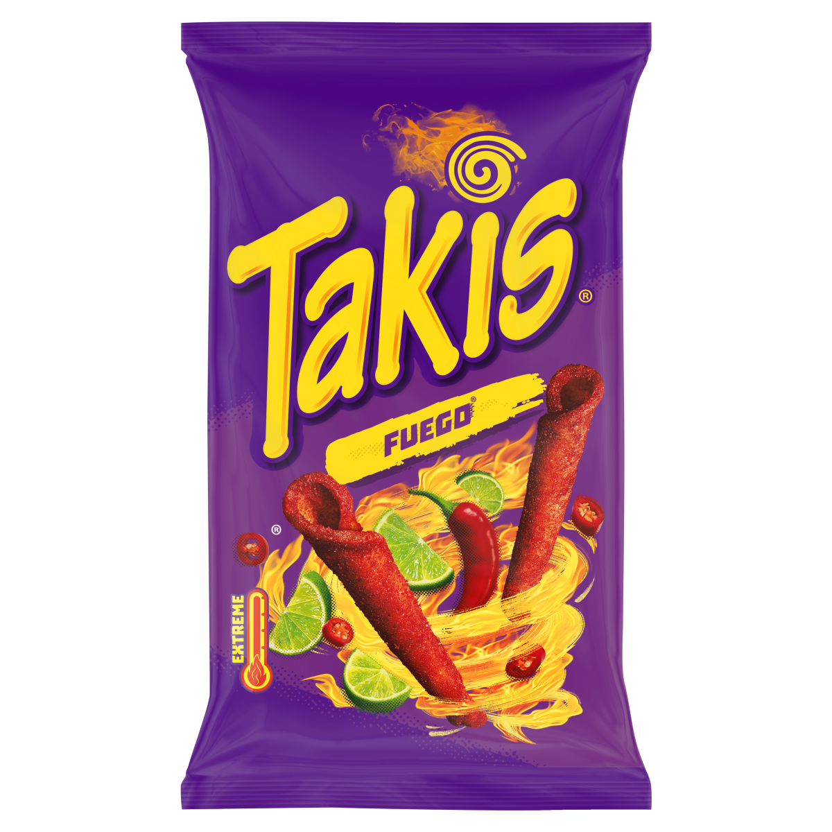 Takis Fuego Seasoned Chilli and Lime Flavour Fried Maize Snack 100g