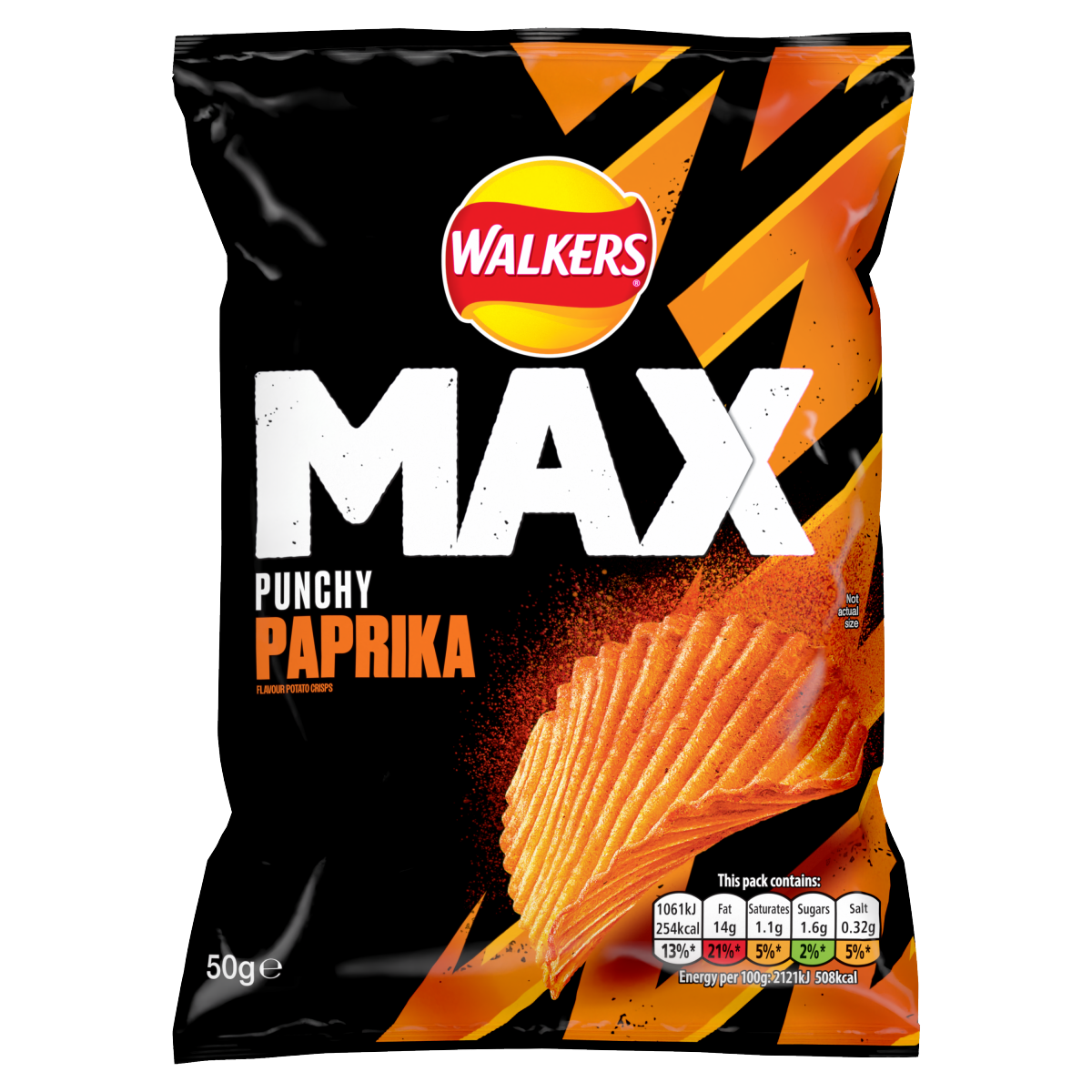 Walkers Max Punchy Paprika Grab Bag Crisps 50g
