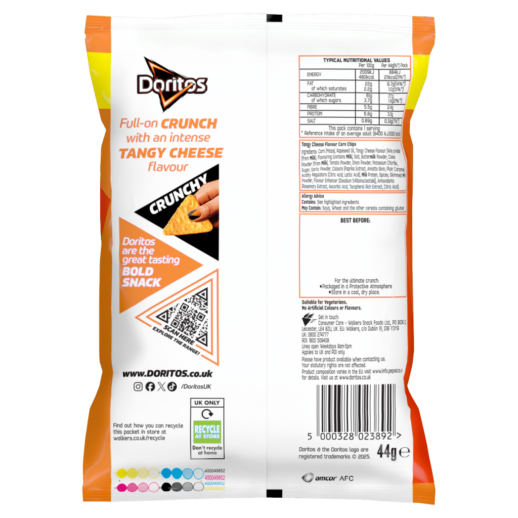 Doritos Tangy Cheese Crisps Grab Bag Tortilla Chips 44g