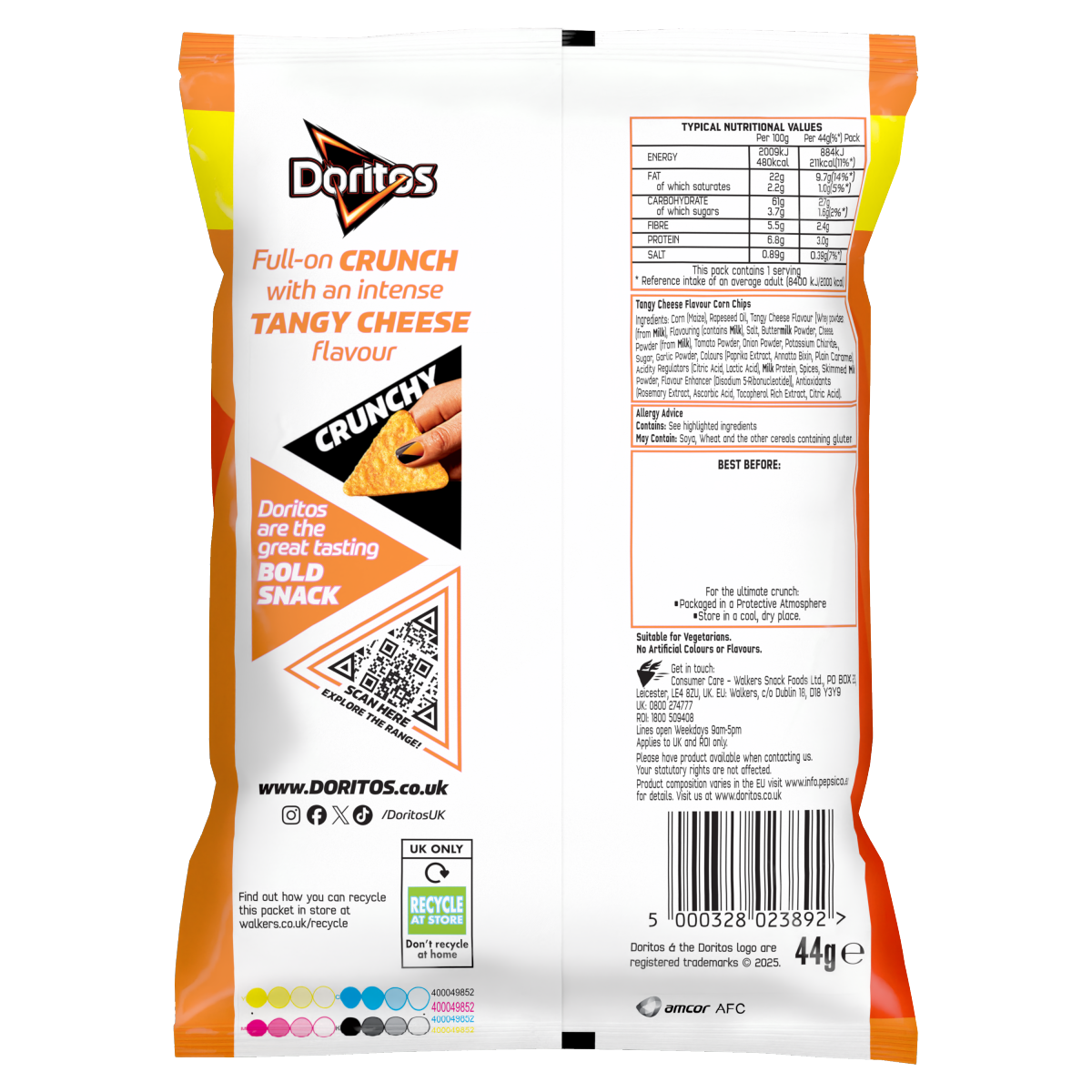 Doritos Tangy Cheese Crisps Grab Bag Tortilla Chips 44g
