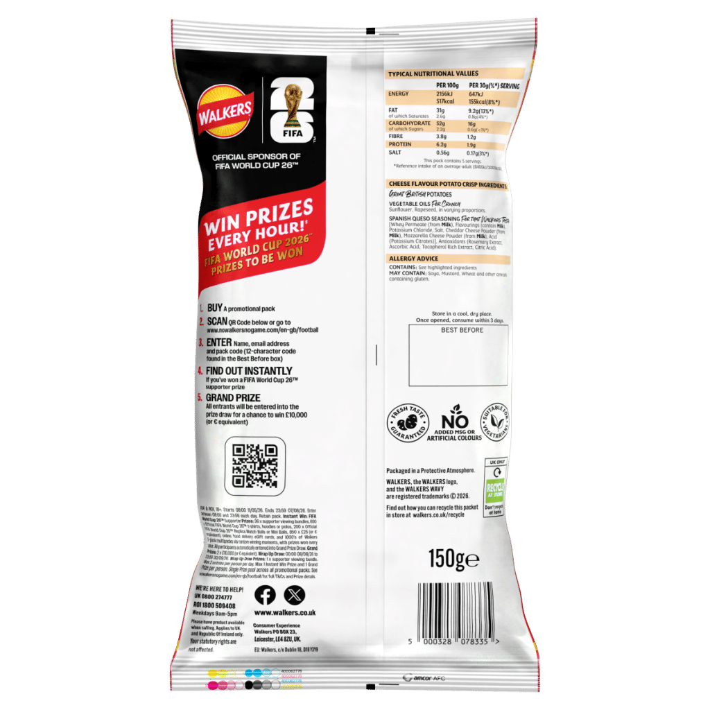 Walkers Wavy Spanish Queso Cheese Sharing Crisps 150g