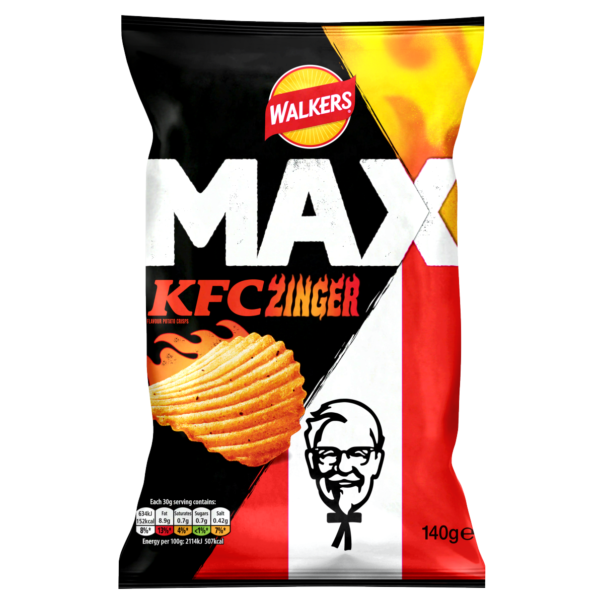 Walkers MAX KFC Zinger Chicken Sharing Crisps 140g