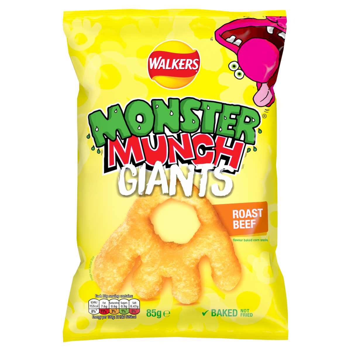 Walkers Monster Munch Giants Roast Beef Snacks Sharing Crisps 85g