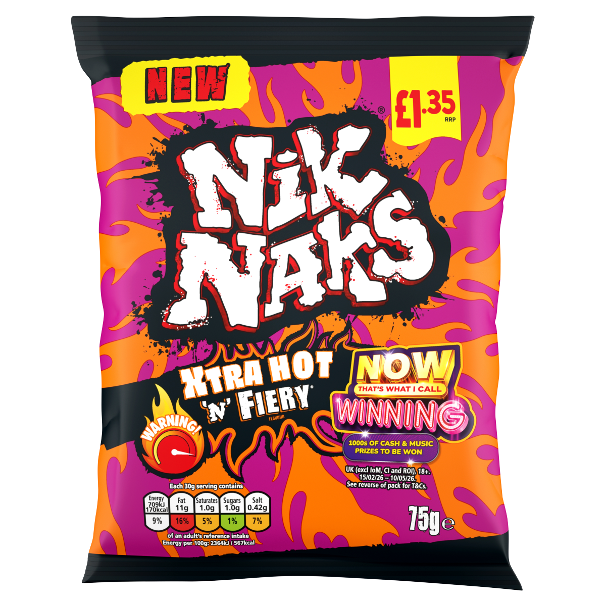 Nik Naks Xtra Hot ‘N’ Fiery 75g