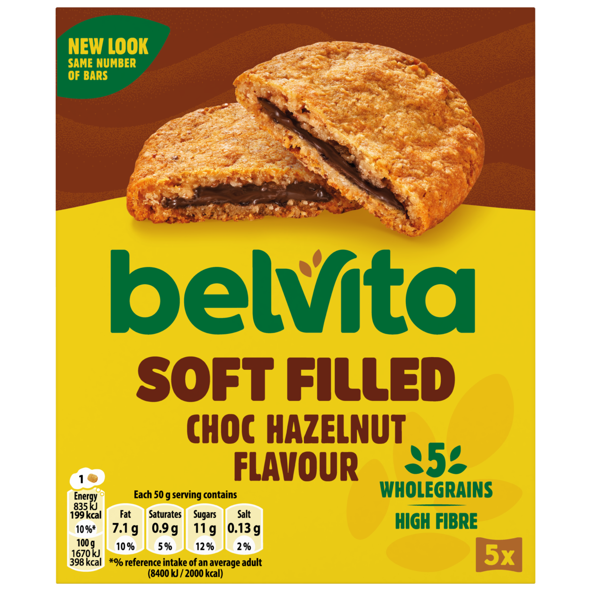 Belvita Soft Bakes Chocolate Hazelnut Flavour Cereal Snack Bars Multipack 250g (5 x 50g)