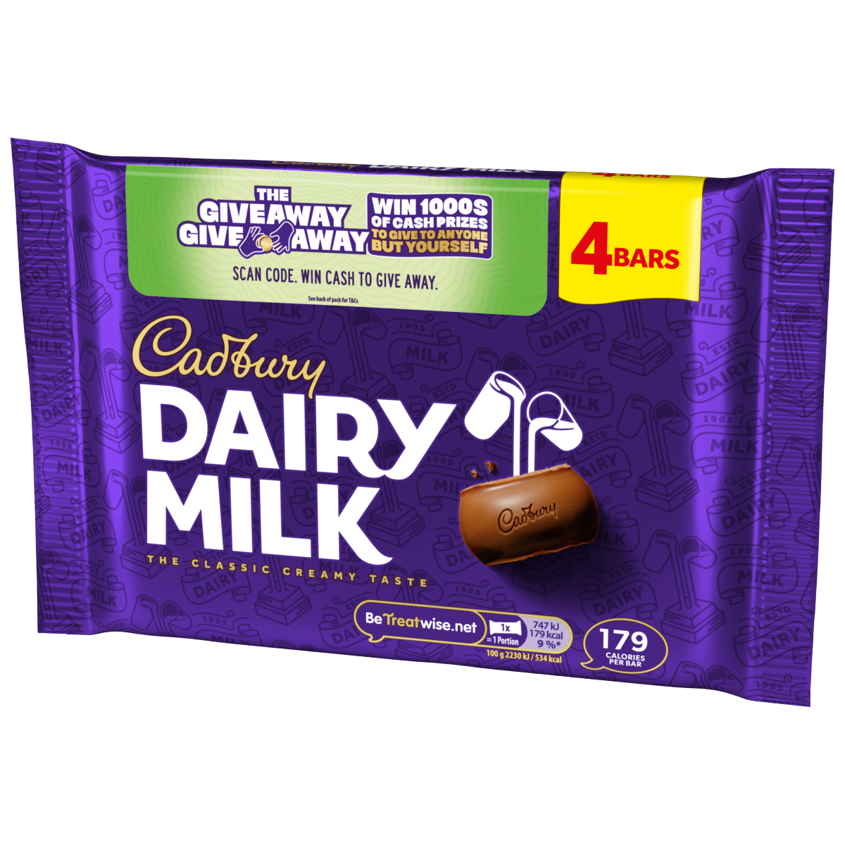 Cadbury Dairy Milk Chocolate Bar 4 Pack Multipack 134 g