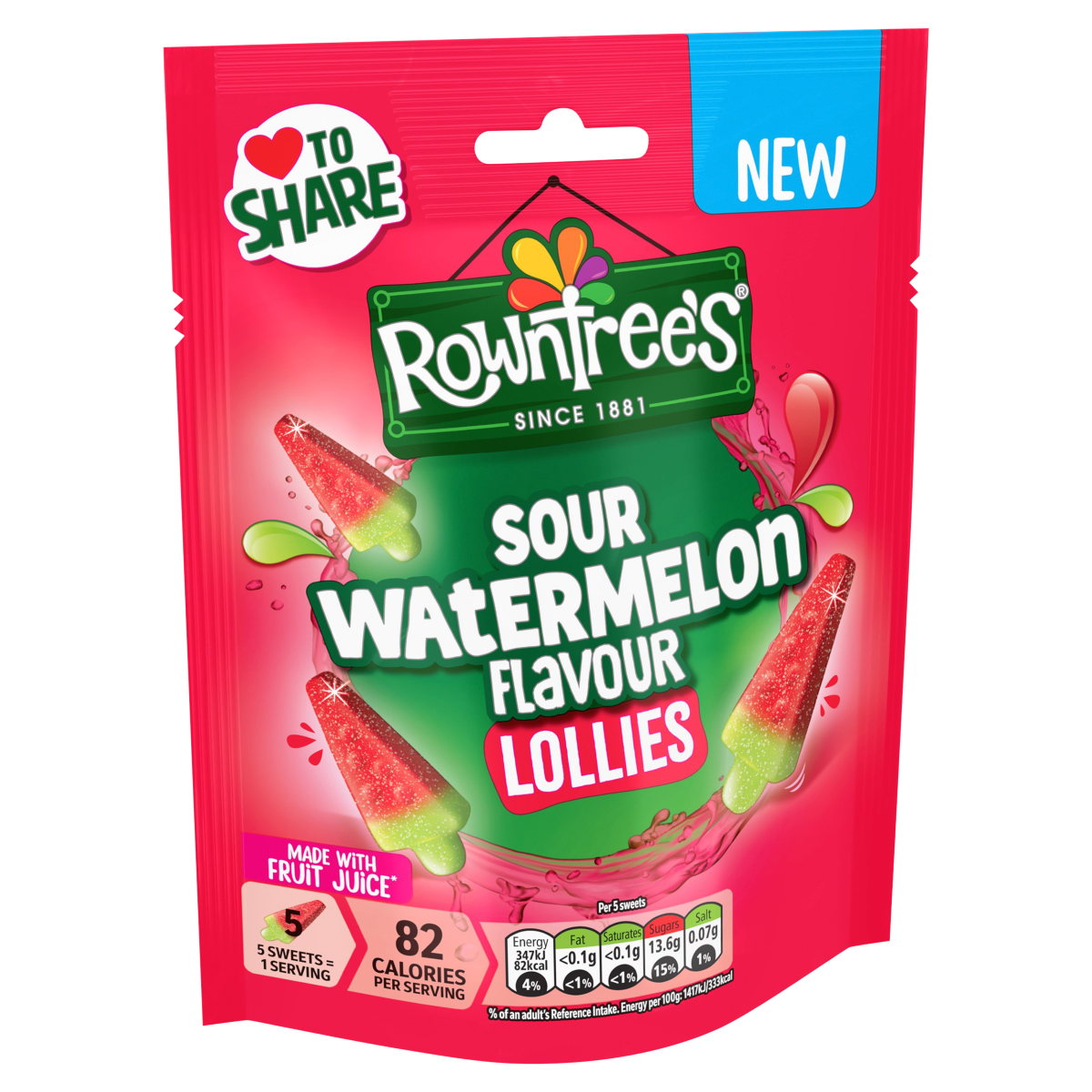 Rowntree’s Sour Watermelon Flavour Lollies 130g