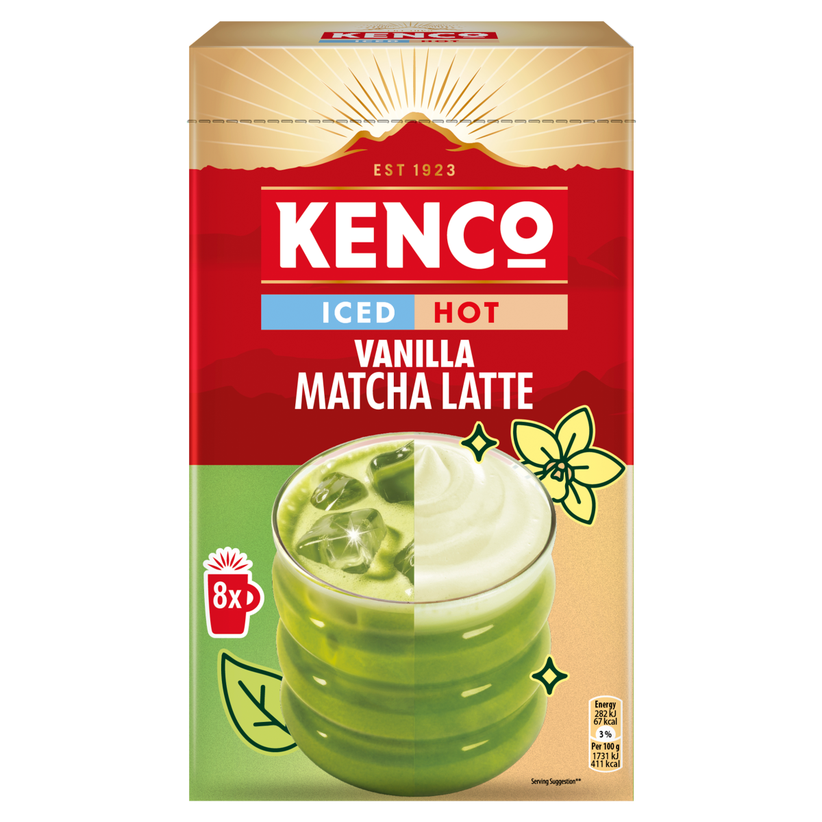 Kenco Iced Hot Vanilla Matcha Latte 8 x 18.2g (145.6g)