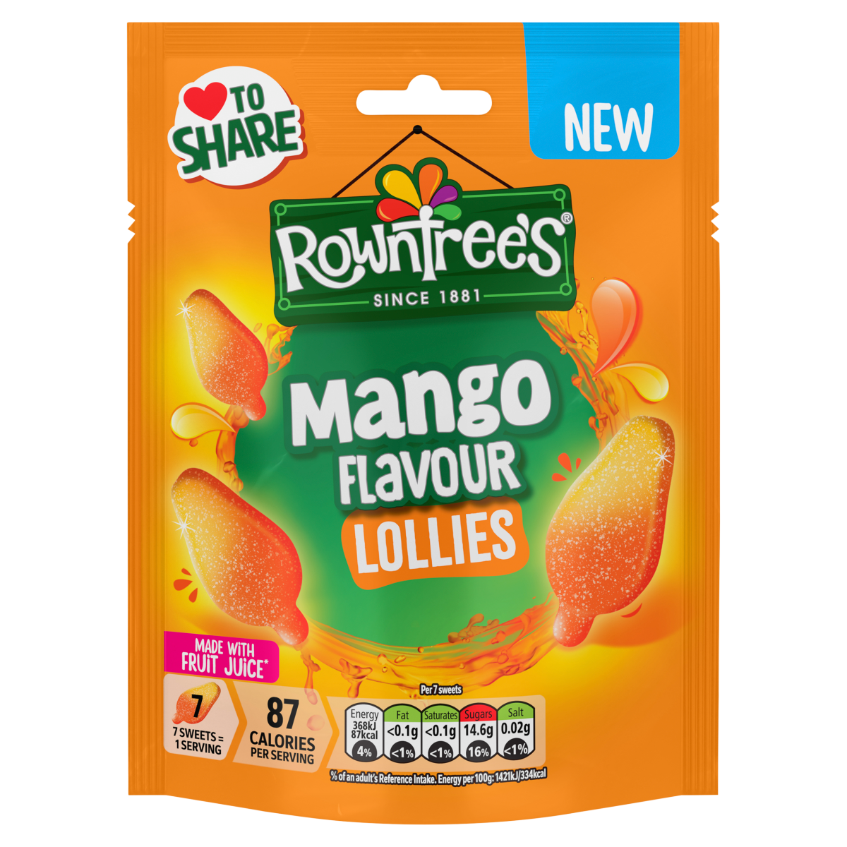 Rowntree’s Mango Flavour Lollies 130g