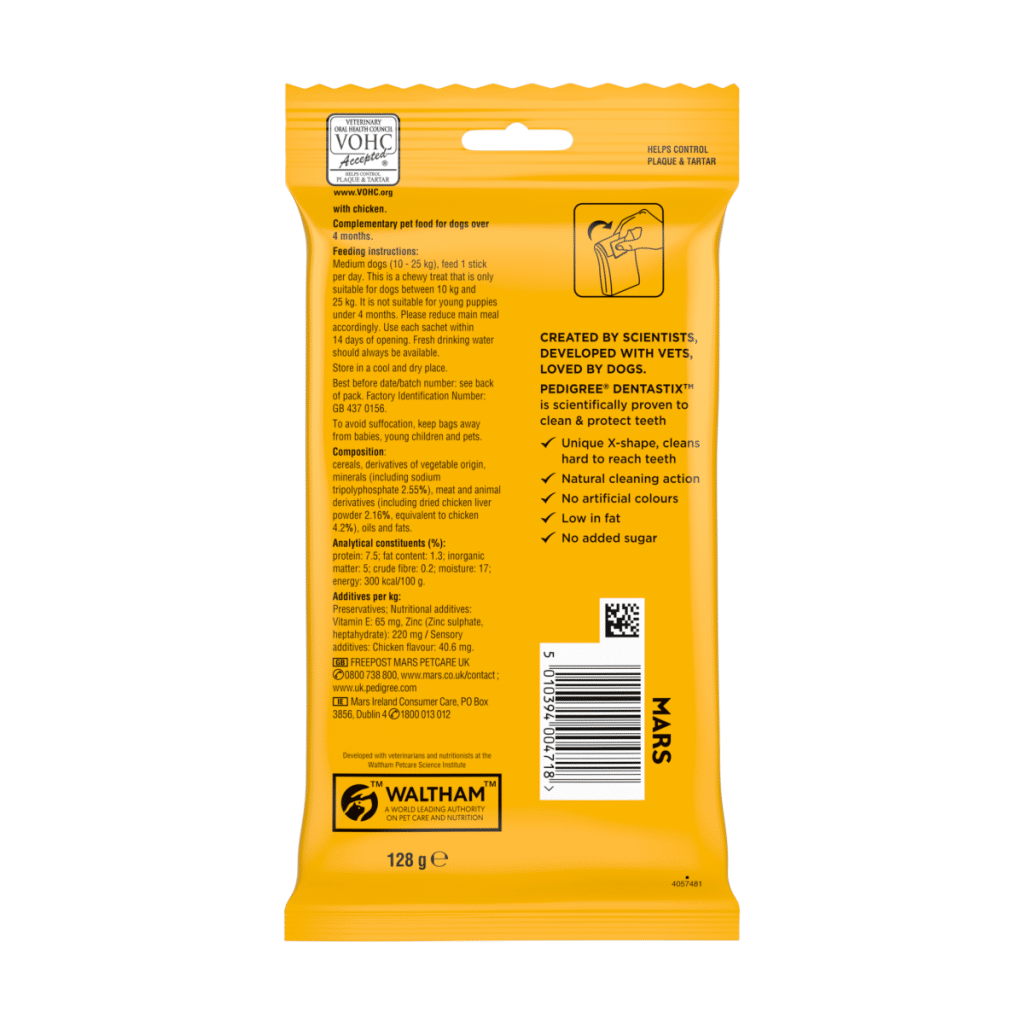 PEDIGREE DENTASTIX Daily Dental Chews Medium Dog Treats 5 Sticks