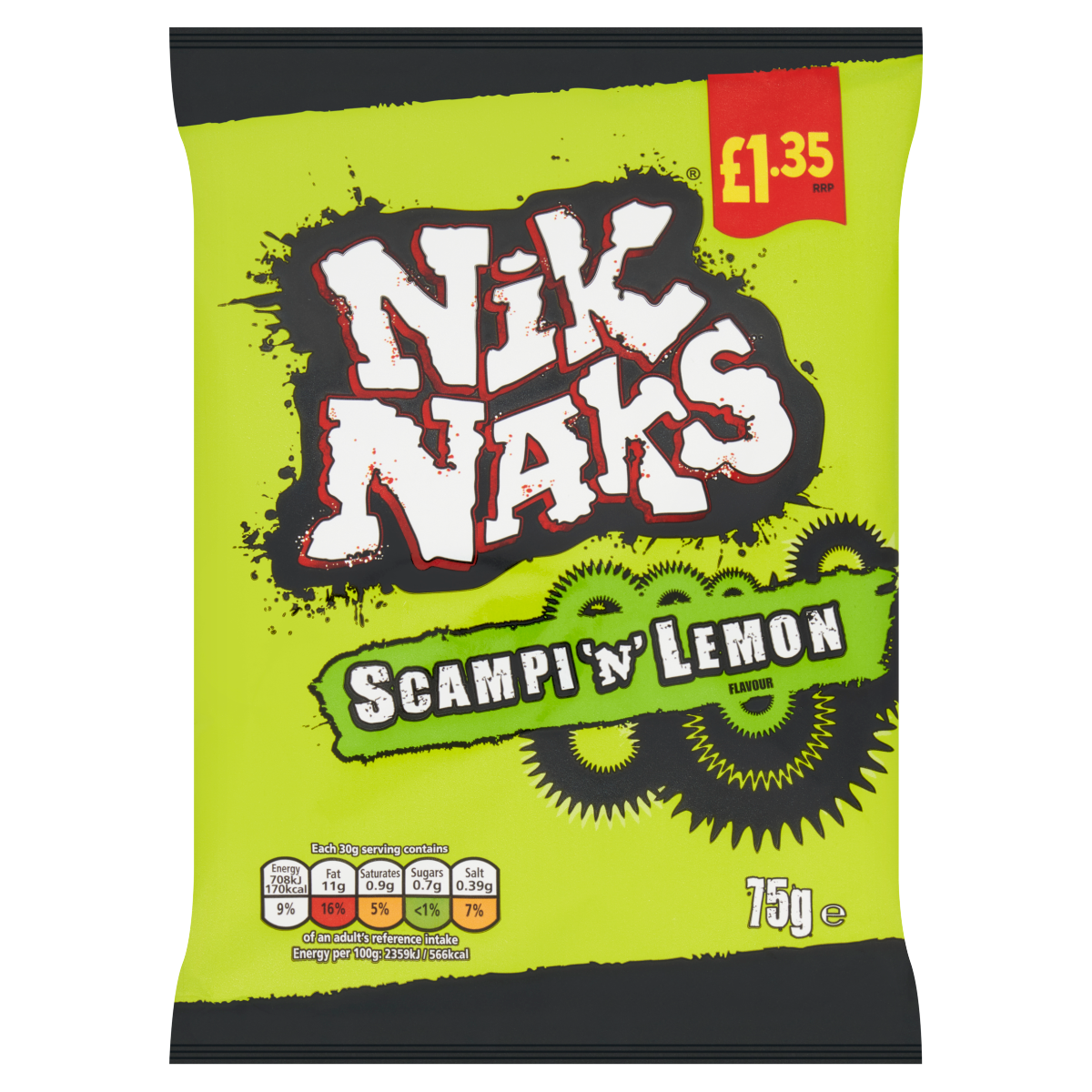 Nik Naks Scampi ‘N’ Lemon Flavour 75g