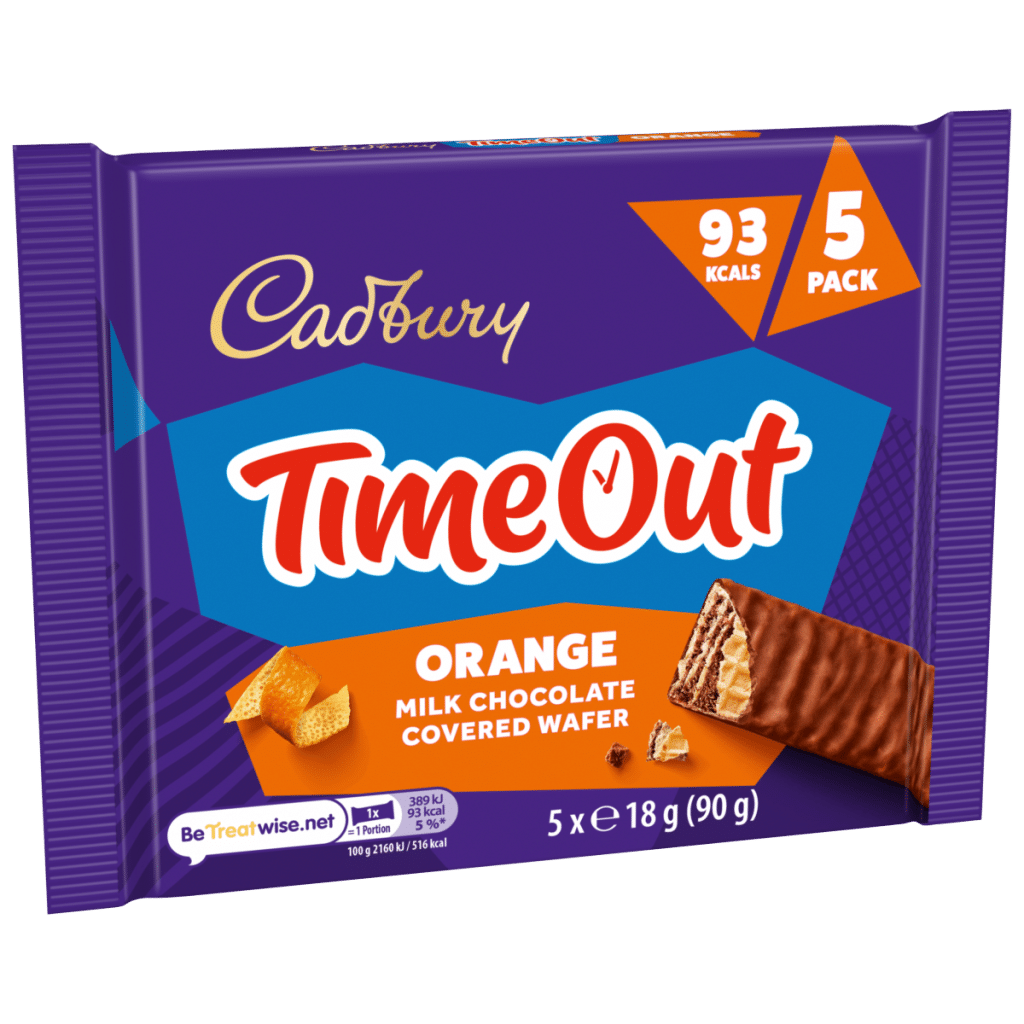 Cadbury Timeout 5-pack Orange Chocolate WaferBiscuit Bars Multipack (5x 18g bars) 90 g