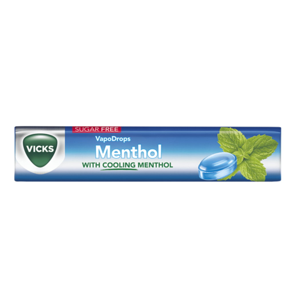 Vicks Vapodrops – Menthol Throat Lozenge – Instant Cooling Effect – Sugar-Free & Vegan, Menthol