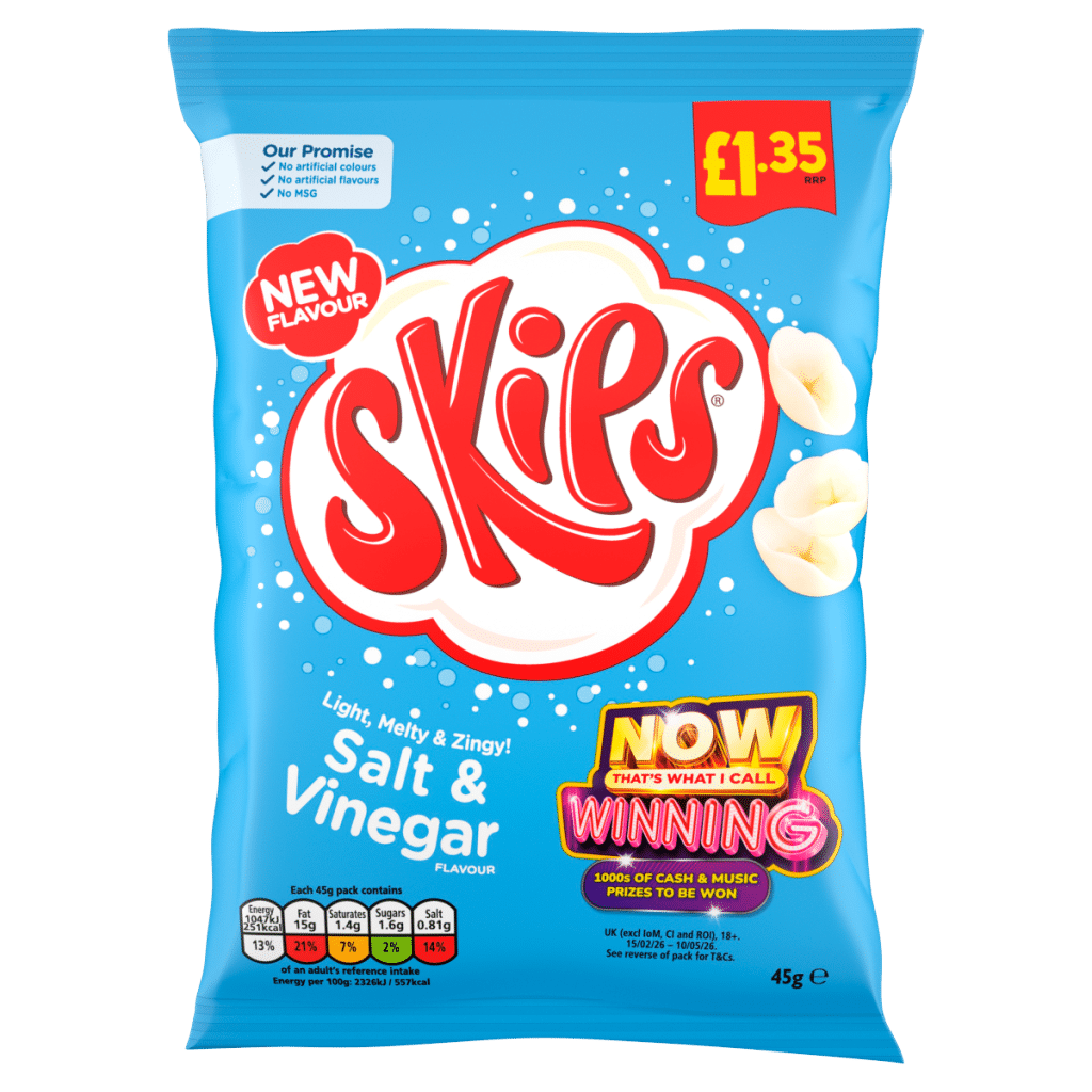 Skips Light, Melty & Zingy! Salt & Vinegar Flavour 45g