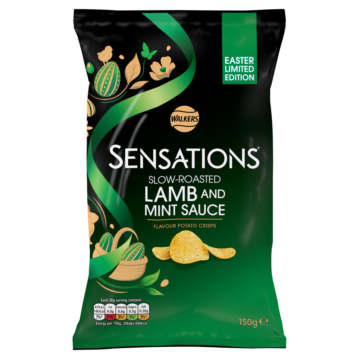 Walkers Sensations Snacks Lamb & Mint Sauce Sharing Crisps 150g