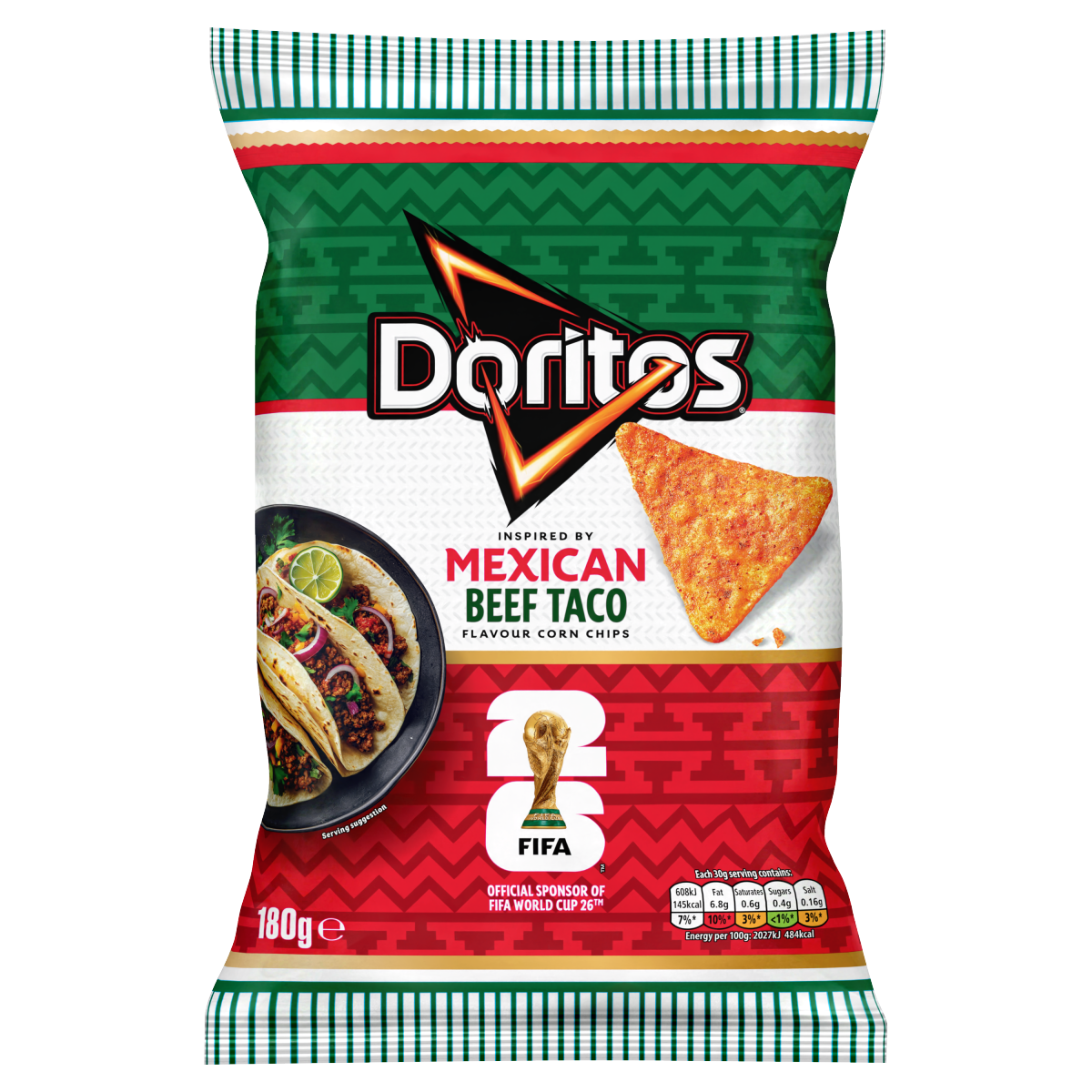 Doritos Mexican Beef Taco Tortilla Sharing Crisps 180g