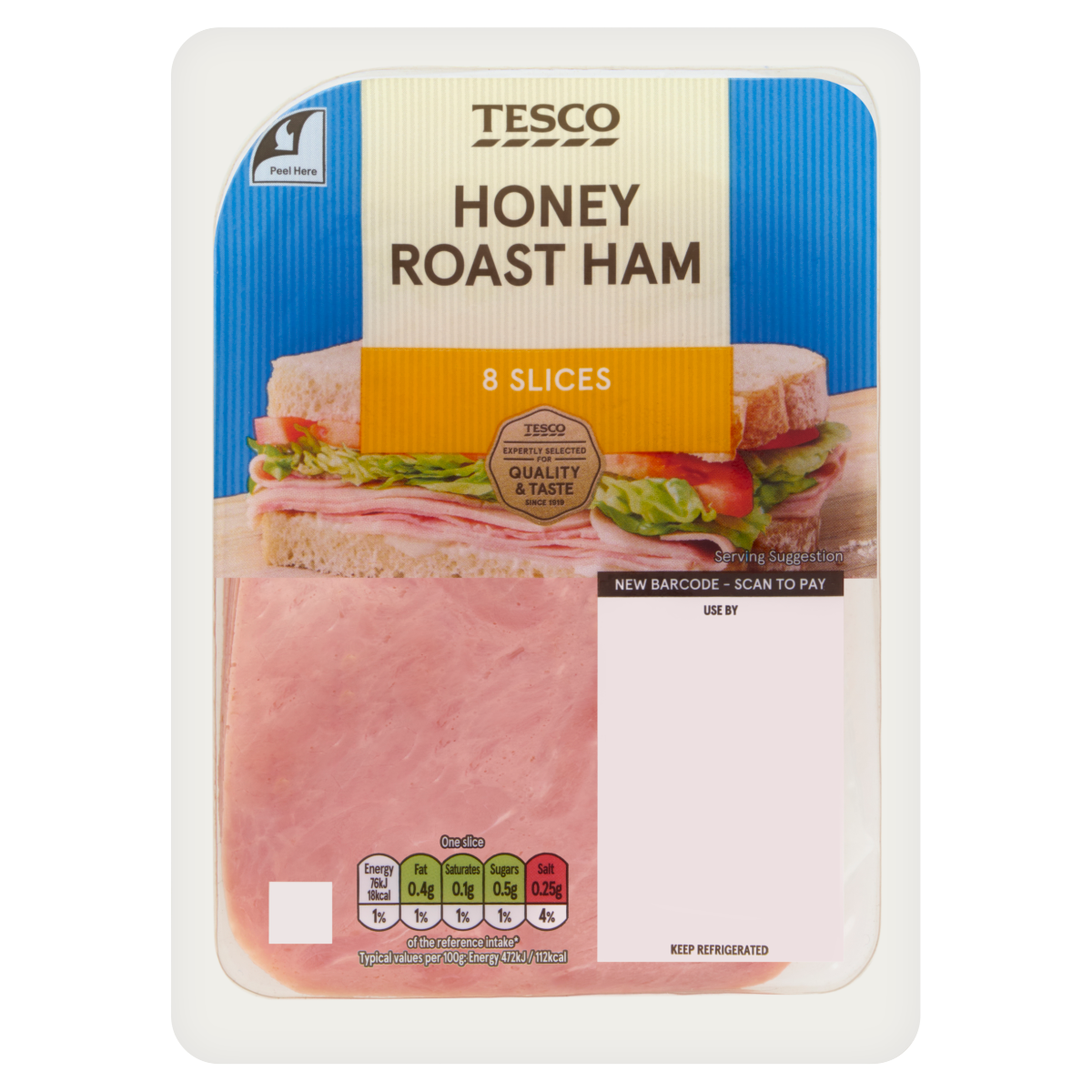 Tesco 8 Honey Roast Ham Slices 125g