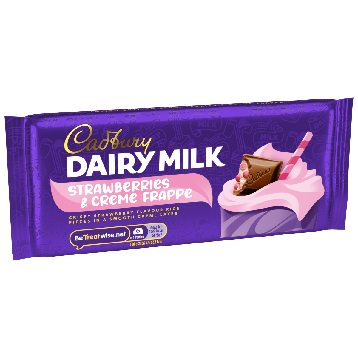 Cadbury Dairy Milk Strawberries & Creme Frappe Chocolate Bar 115 g