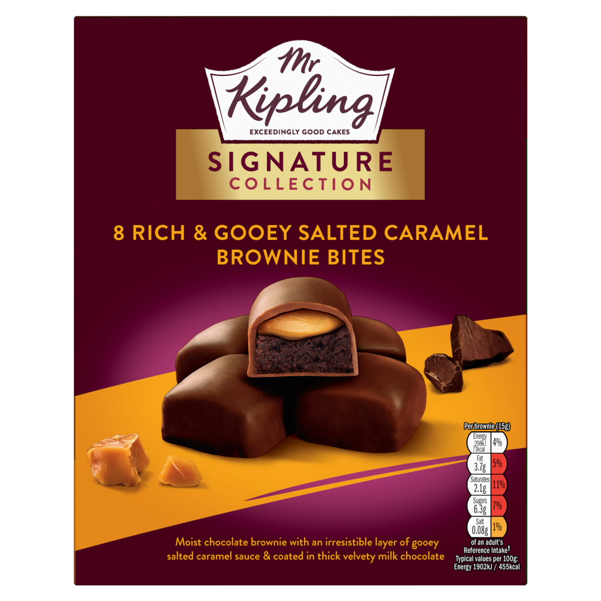 Mr Kipling Signature Collection 8 Rich & Gooey Salted Caramel Brownie Bites