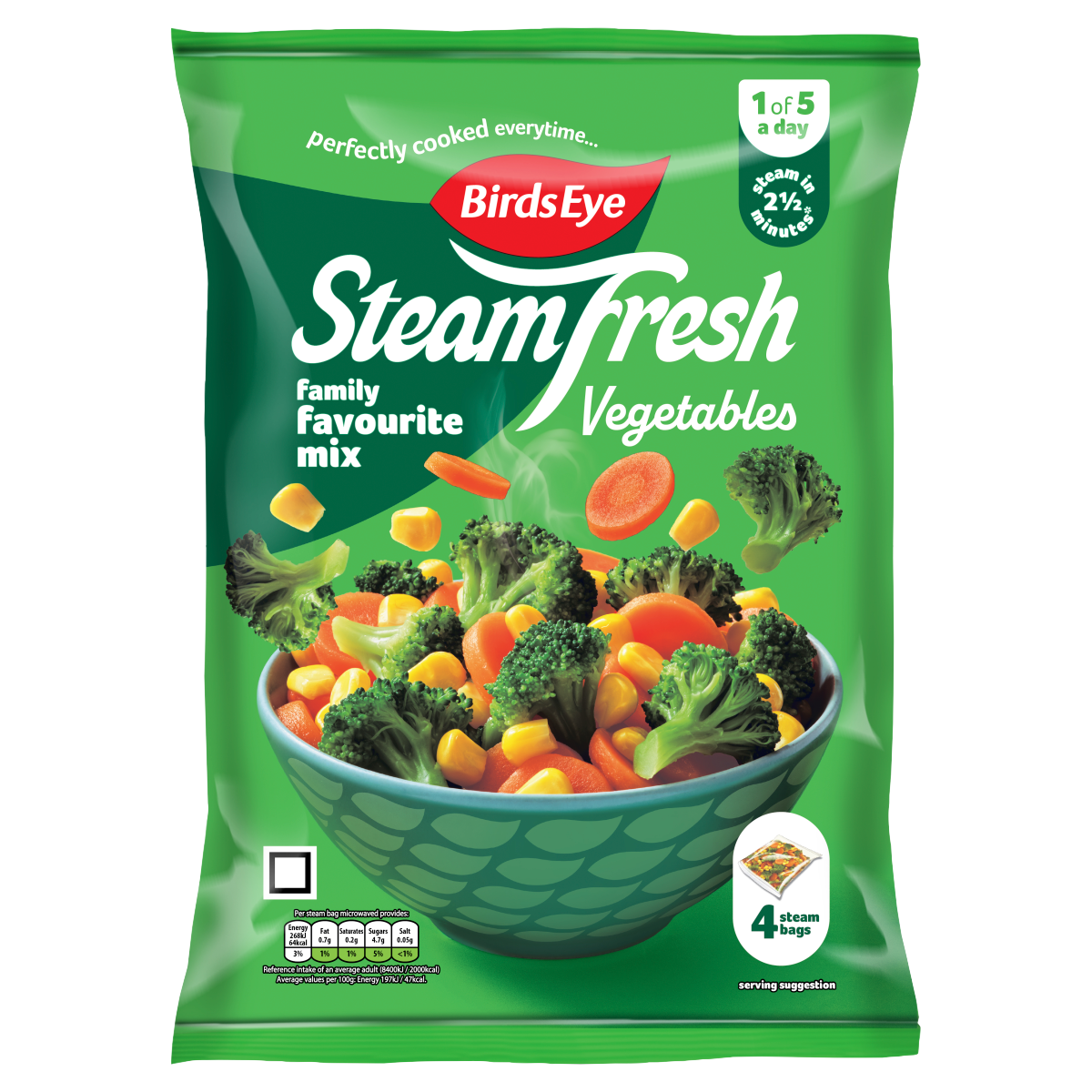 Birds Eye Steamfresh 4 Family Favourite Vegetables Mix 540g