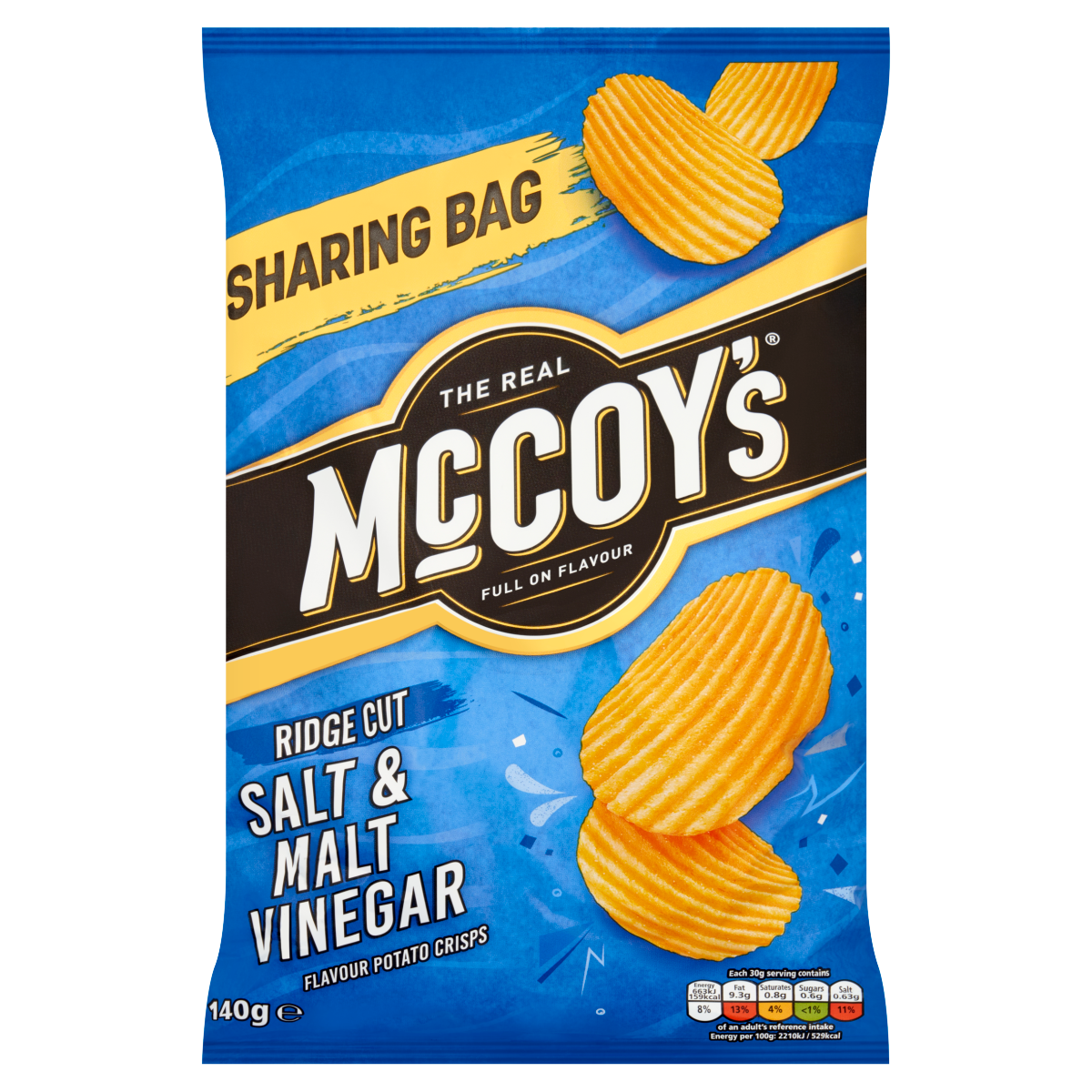 McCoy’s Ridge Cut Salt & Malt Vinegar Flavour Potato Crisps 140g