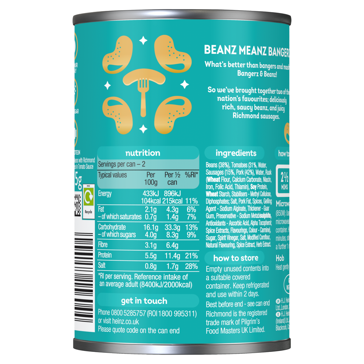 Heinz Baked Beans & Richmond Pork Sausages 415G