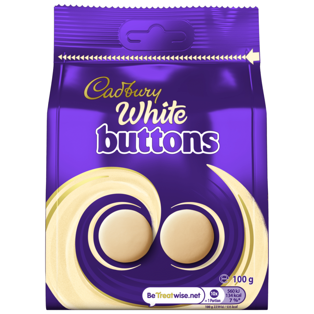 Cadbury White Chocolate Buttons Bag 100g