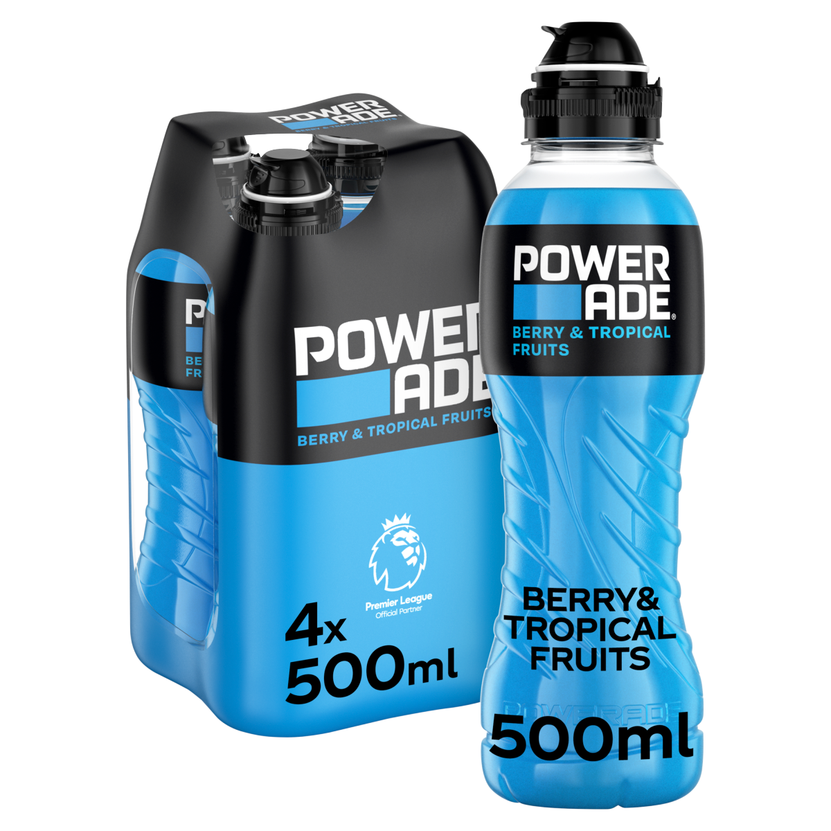 Powerade Berry and Tropical Sports Drink 4 x 500ml Bottles